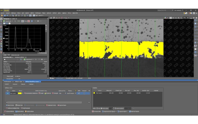 NIS-Elements VRSTVY: asistované měření tloušťky vrstev