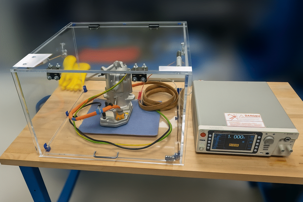Insulation box for compressor voltage tests