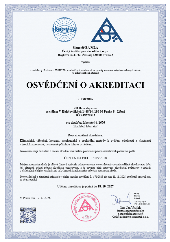 Akreditace zkušební laboratoř